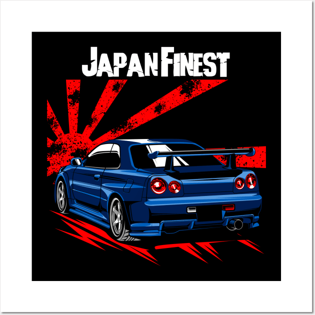 Nissan Skyline R 34 Blue JDM Wall Art by aredie19